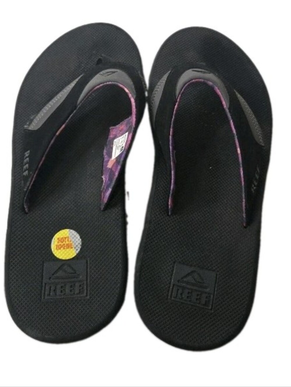 Reef Women's Black Flip Flops with Purple Accent 10 Fanning